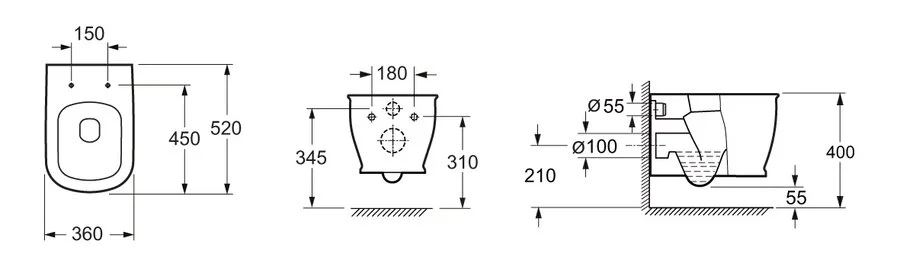 Унитаз подвесной BelBagno Prado безободковый BB10150CH (детальная фотография), подвесные, встраиваемые