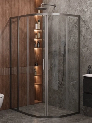 Душевой уголок Cezares Molveno 110х90 см стекло прозрачное профиль оружейная сталь - фото 4