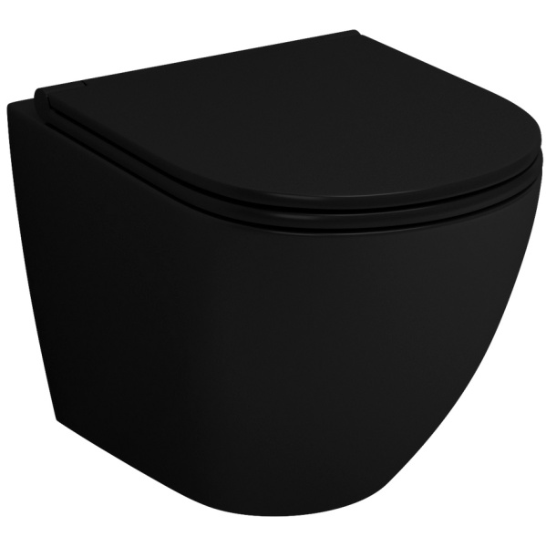 Унитаз подвесной Grossman безободковый черный матовый GR-4455BMS (детальная фотография)