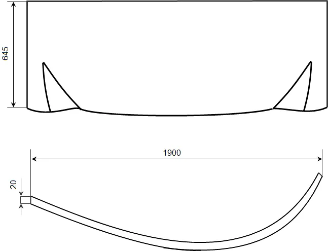 Фронтальная панель Timo 190x64.5 см левая FPIVA16L (детальная фотография), в наличии