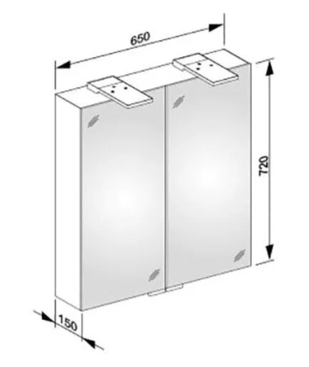 Зеркальный шкаф с подсветкой Keuco Royal 15 65 см с двумя распашными дверцами 14402 171301 (детальная фотография), по запросу