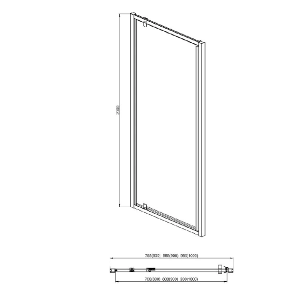 Душевая дверь Акватек 100 см профиль черный матовый AQ ARI PI 10020BL (детальная фотография), современные, hi-tech