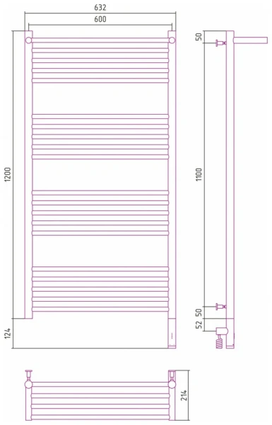 Полотенцесушитель электрический Сунержа Богема 3.0 60х120 см без покрытия 00-5806-1260 (детальная фотография) index_1