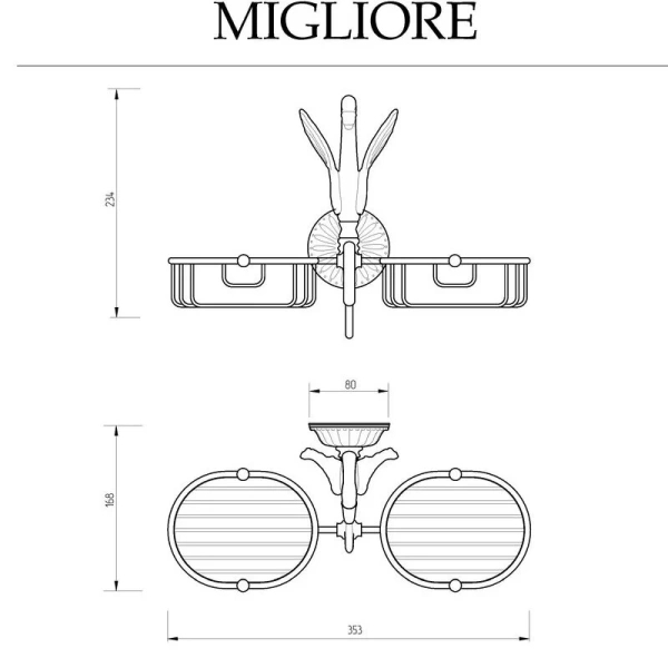 Решетка для ванной Migliore Luxor двойная 26126 (детальная фотография), классические, ретро, декорированные