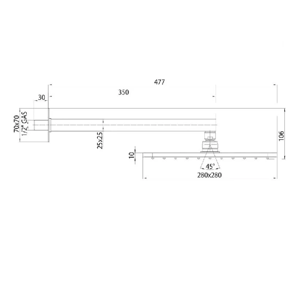 Верхний душ Bossini Cosmo черный матовый H69598H.073 (детальная фотография), верхние души