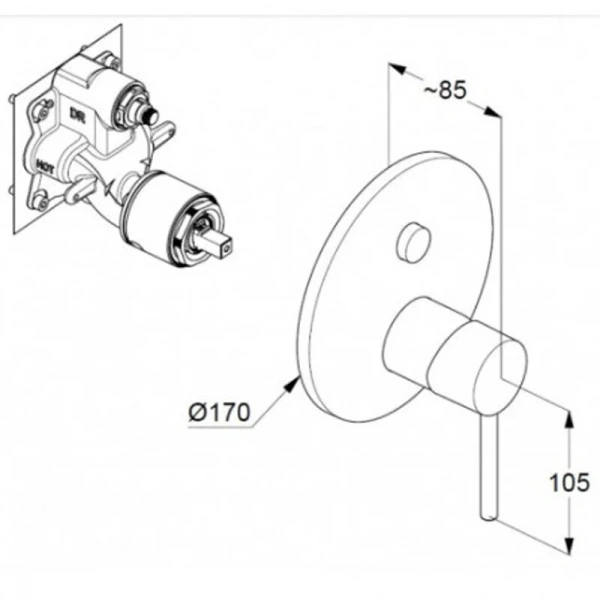 Смеситель для душа Kludi Bozz 38659 встраиваемый (детальная фотография), для душа