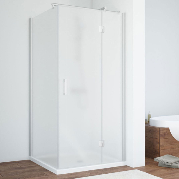 Душевой уголок профиль матовый хром стекло сатин Vegas-glass AFP-Fis NOVO 90*100 07 10 R (детальная фотография)