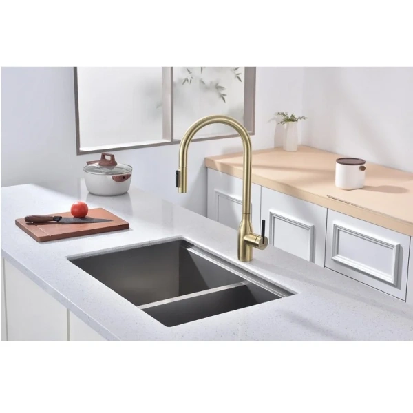 Смеситель для питьевой воды Paulmark Universal светлое брашированное золото Un213880-SBG (детальная фотография), современные, hi-tech