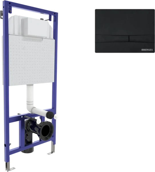 Инсталляция для унитаза BERGES Novum с кнопкой смыва F5 040255 (детальная фотография), с кнопкой