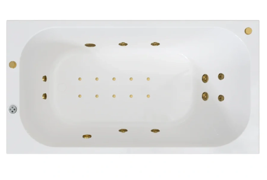 Акриловая ванна Радомир Прованс 1-01-3-0-1-193К, 170 x 75 см, каркас, фронтальный экран, сифон, слив-перелив автомат в комплекте, белая/золото (детальная фотография), современныe, hi-tech