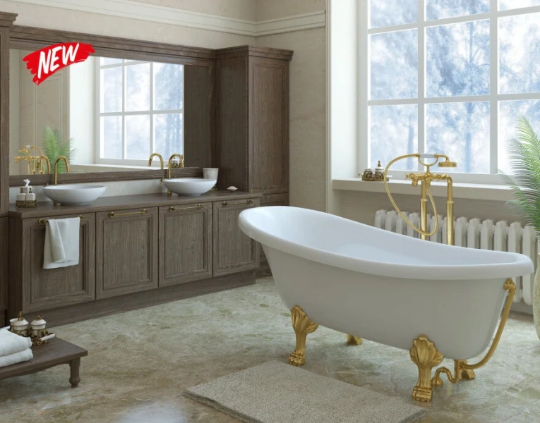 Ванна из литьевого мрамора Эстет Марсель 170x80 см белая глянцевая ФР-00001849 (детальная фотография), ретро, в классическом стиле, прованс