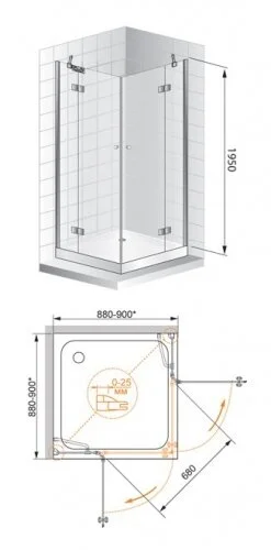 Душевой уголок Cezares Verona 90х90 см стекло прозрачное VERONA-W-A-2-90-C-Cr (детальная фотография), хром