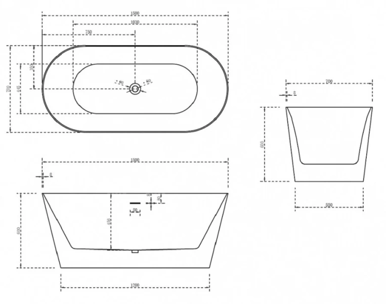 Акриловая ванна Abber 150х70 см без гидромассажа AB9222-1.5 (детальная фотография), акриловые