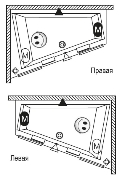 Ванна акриловая Riho Doppio 180х130 см левая B034001005 (детальная фотография), без гидромассажа, с ручками, большие