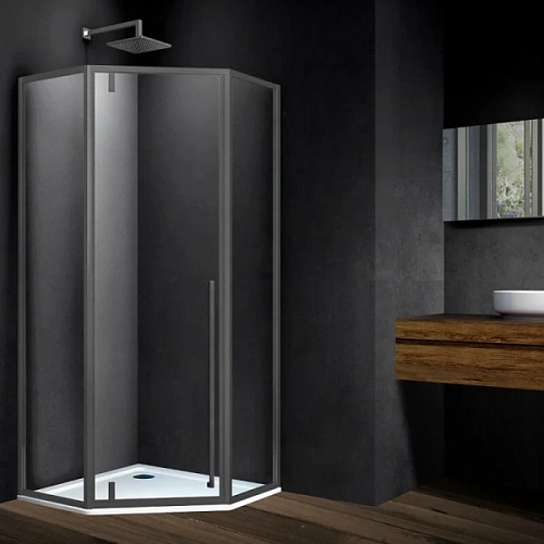 Душевой уголок Vincea Penta 100x100 см вороненая сталь стекло прозрачное - фото 2