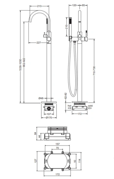 Смеситель для ванны Timo Saona розовое золото 2310/19Y-CR (детальная фотография), для ванны