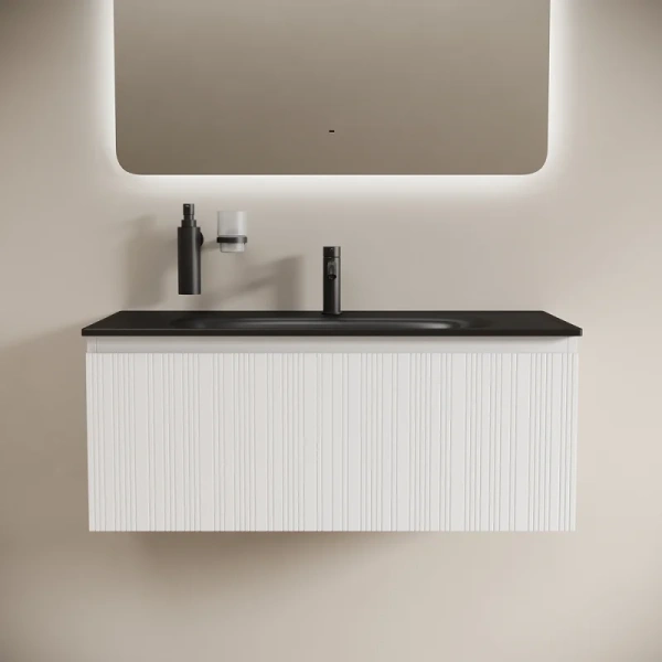 Тумба под раковину подвесная Sancos Code 100 см белая CD100W (детальная фотография), моноблок