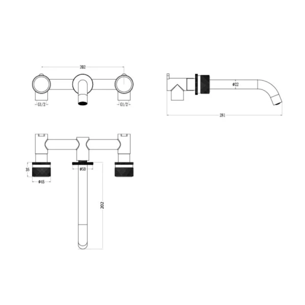 Смеситель для раковины Boheme Prestige черный матовый 152-2-B-PR (детальная фотография), для раковины