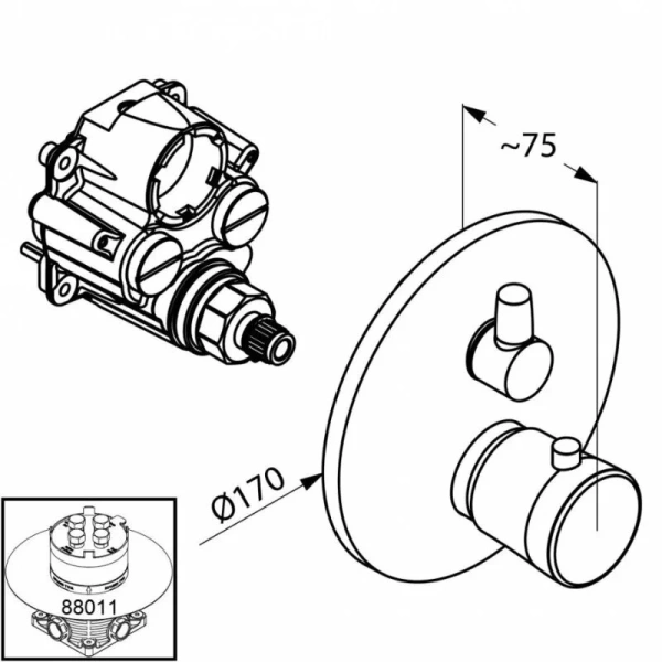 Смеситель для душа Kludi Balance 52830 с термостатом (детальная фотография), для душа