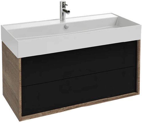 Тумба под раковину подвесная Jacob Delafon Vivienne 100 см дуб табак/черный сатин - фото 2