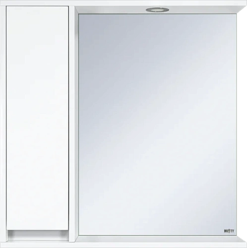 Зеркальный шкаф с подсветкой Misty Алиса 75 см белый, левый - фото 1