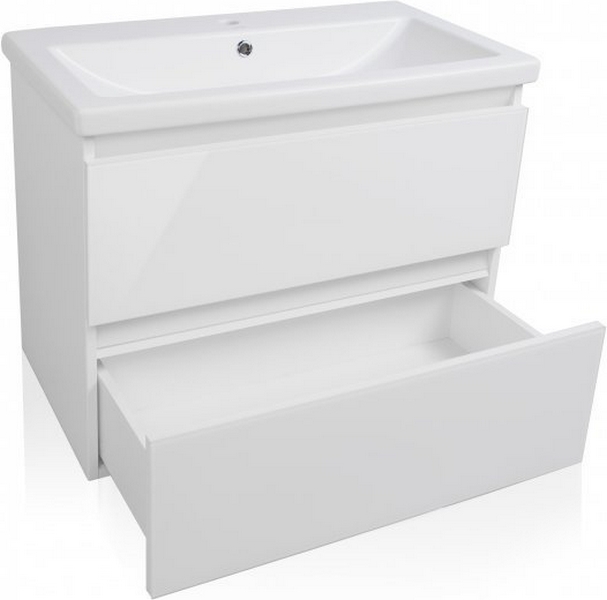 Тумба с раковиной подвесная Style Line Даймонд СС-00000483 80 см с ящиками (детальная фотография), подвесная, пристенная