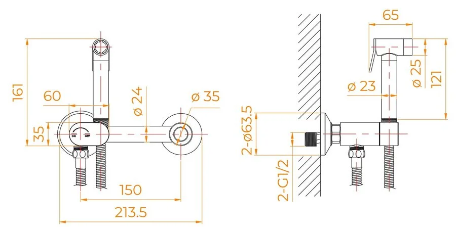 Гигиенический душ со смесителем RGW Shower Panels SP-216Gr серый Brush 581408216-11 (детальная фотография), для туалета