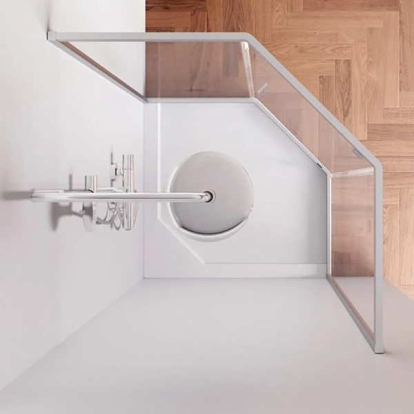 Душевой уголок Am.Pm Gem 90x90 см стекло прозрачное, профиль хром W90G-405-090MT (детальная фотография), 90х90