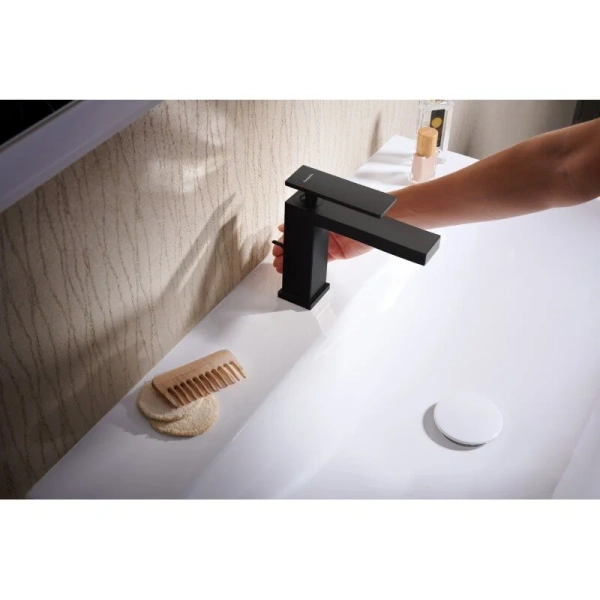 Смеситель для раковины Hansgrohe Tecturis E матовый черный 73010670 (детальная фотография), современные, hi-tech