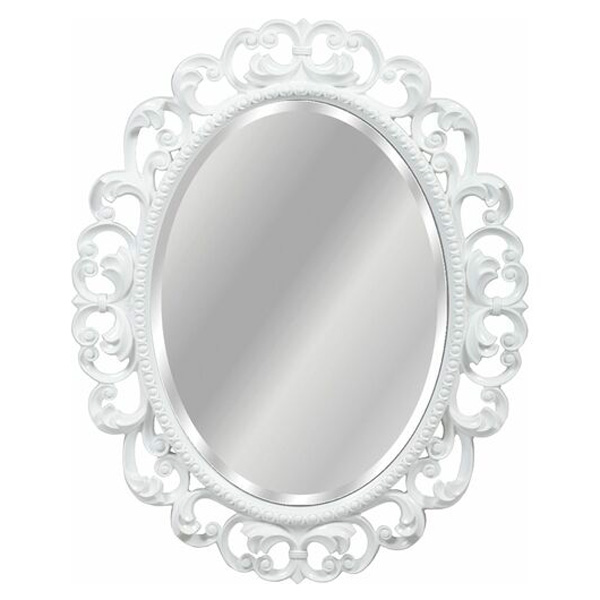 Зеркало овальное с фацетом, цвет белый глянец с золотом, Tessoro Isabella 82 TS-10760-W/G (детальная фотография)