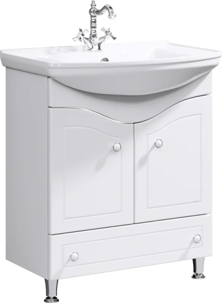 Тумба под раковину напольная Aqwella Франческа 75 см белая FR0107 (детальная фотография), моноблок