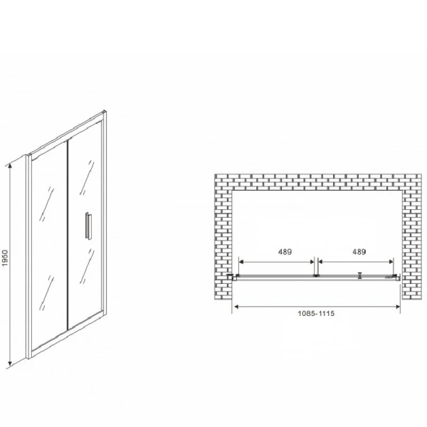 Душевая дверь в нишу Abber Sonnenstrand 110 см складная AG07110 (детальная фотография), современные, hi-tech