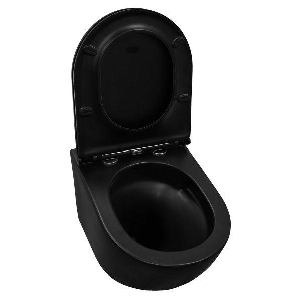 Унитаз подвесной Azario Grado черный матовый AZ-0046-UQ1-MB (детальная фотография), современные, hi-tech, круглые