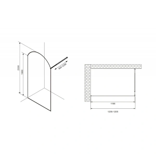 Душевая перегородка Abber Immer Offen 120 см стекло прозрачное AG64120BN (детальная фотография), современные, hi-tech