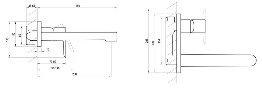 Смеситель для раковины Ravak Puri скрытого монтажа X070146 (детальная фотография), для раковины