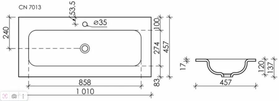 Раковина Ceramica Nova Grace 101 см капучино матовый CN7013MC (детальная фотография), современные, hi-tech