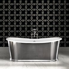 Ванна чугунная, без отверстий по смеситель, облицованная снаружи листовым полированным алюминием, Devon&Devon Regal