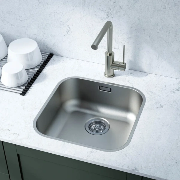 Мойка для кухни IDDIS Mate 45 см из нержавеющей стали сатин MAT44S0i77 (детальная фотография), квадратная