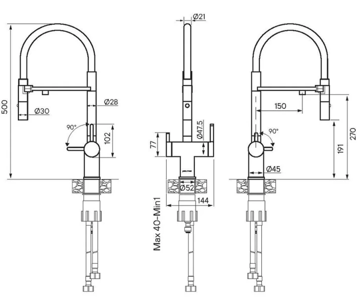 Смеситель для питьевой воды Paulmark Gravity хром Gr213888-CR (детальная фотография), для кухни, для питьевой воды с фильтром
