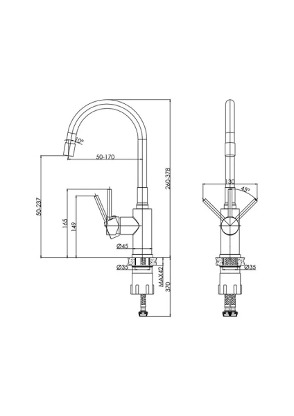 Смеситель для кухни Cersanit Melar хром/черный 68233 (детальная фотография), для кухни