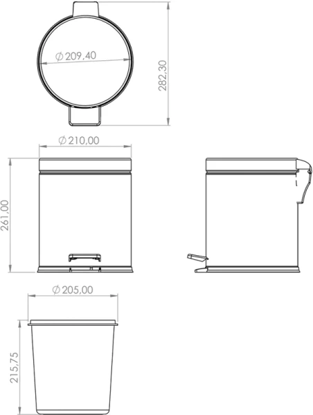 Мусорное ведро Berges белое 122001 (детальная фотография), металлические