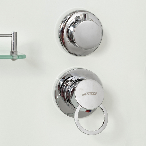 Душевая кабина Deto V 100х100 см средний поддон V1015 (детальная фотография), со стеклянными задними стенками