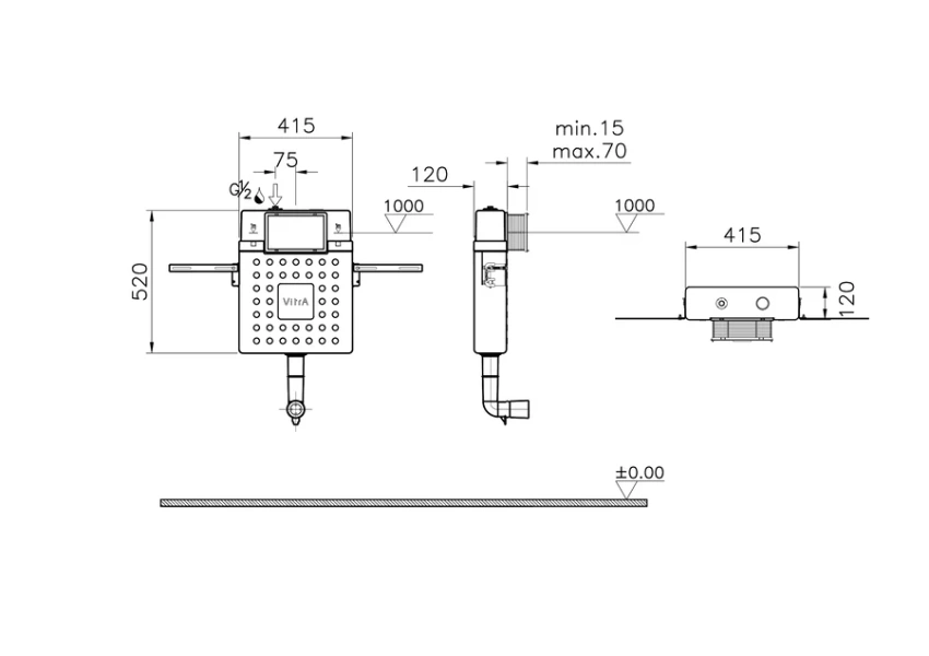 Бачок скрытого монтажа VitrA для приставных унитазов 762-1740-01 (детальная фотография), в наличии