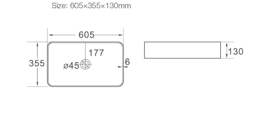 Раковина SantiLine 61 см накладная SL-1008 (детальная фотография), современные, hi-tech