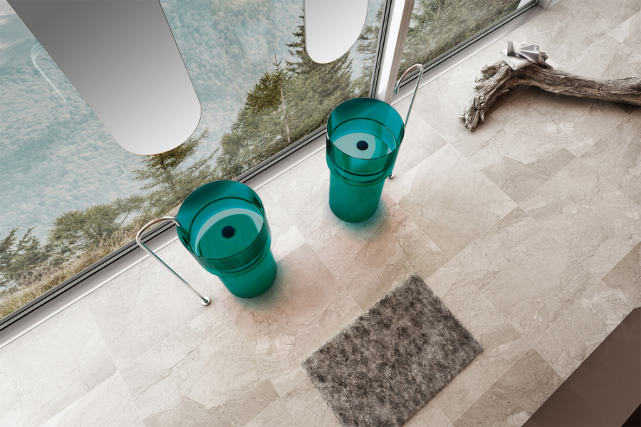 Раковина напольная Abber Kristall AT2701 45 см прозрачная (детальная фотография), черные, другие