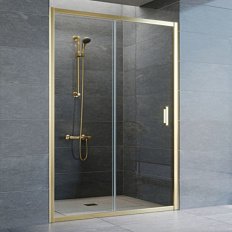 Душевая дверь профиль золотой стекло прозрачное Vegas-glass
