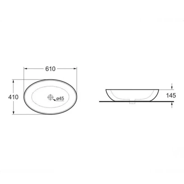 Раковина Vincea 61 см белая VBS-115 (детальная фотография), современные, hi-tech