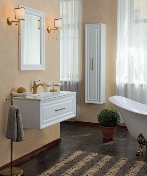 Пенал для ванной, цвет белый матовый, фурнитура бронза, La Beaute Cornelia CCO.REV.LBO.BR (детальная фотография), по запросу