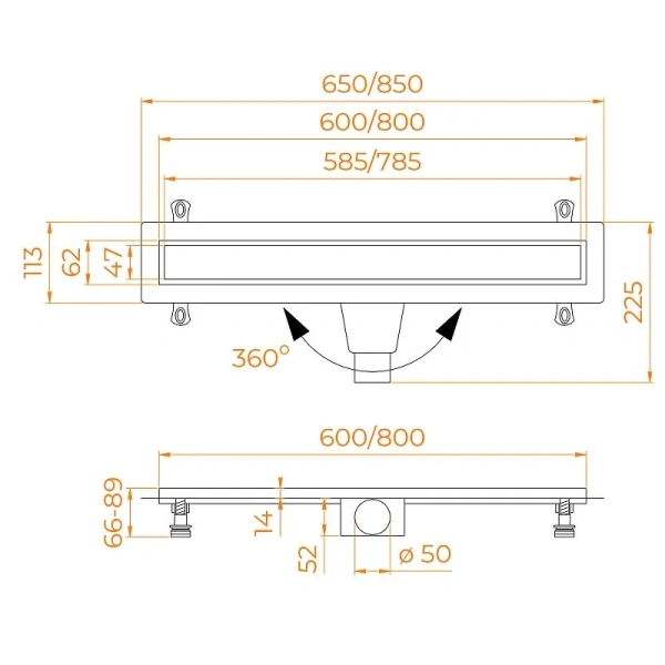 Душевой лоток RGW Drain Leo 80 см хром 60212180-01 (детальная фотография), душевой лоток