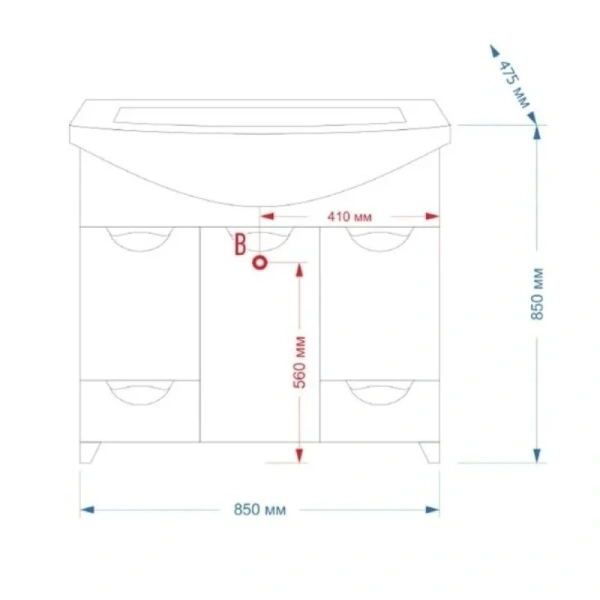 Тумба под раковину напольная Misty Орхидея 85 см с бельевой корзиной П-Орх01085-0112Я (детальная фотография), нет в наличии